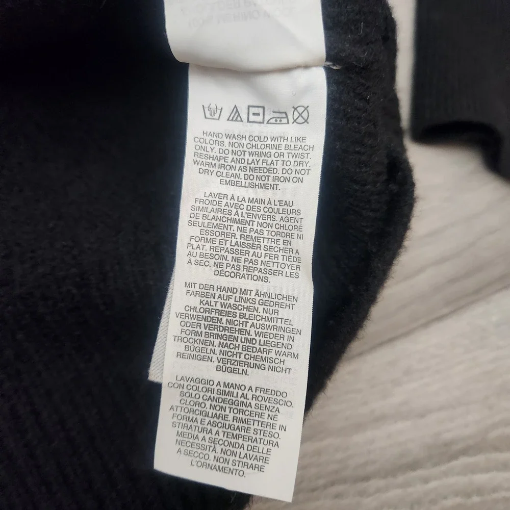 J. Crew Black Sweater Size S Merino Full Zip Back Embellish Shoulder Detail Crew